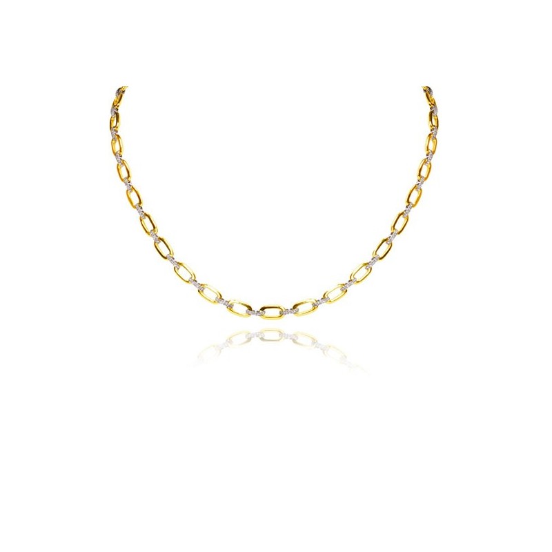 9ct Alternating Yellow & White Gold Diamond Set Necklace