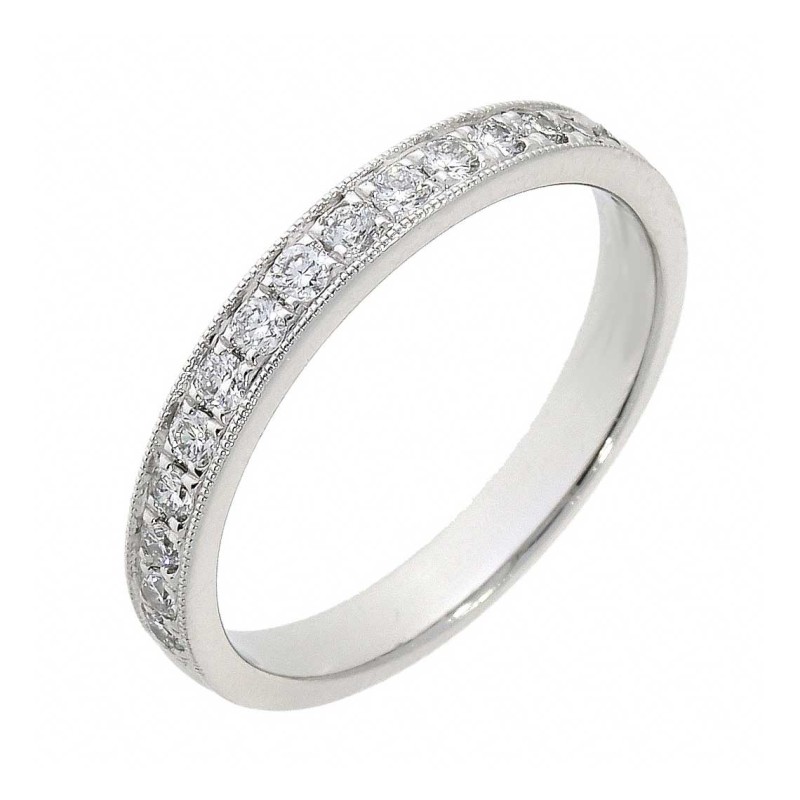 Platinum Millgrain 0.30ct Diamond Wedding Band - Macintyres of Edinburgh