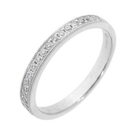 Platinum Millgrain 0.16ct Diamond Wedding Band - Macintyres of Edinburgh