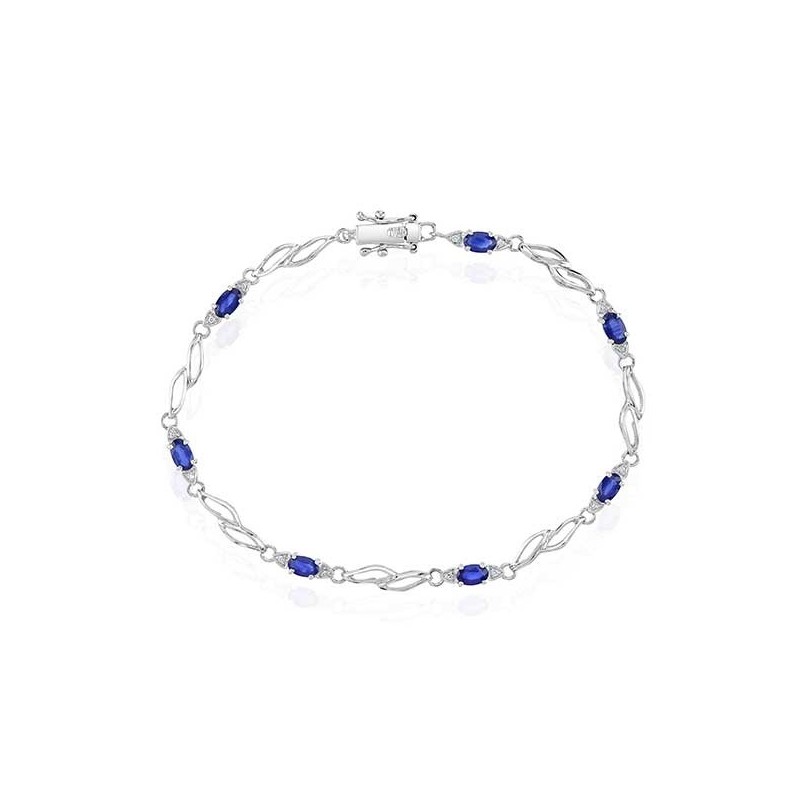 Sapphire & Diamond Bracelet 9ct White Gold