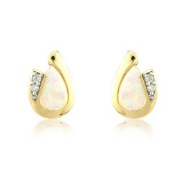 9ct Gold Opal & Diamond Stud Earrings - Macintyres of Edinburgh