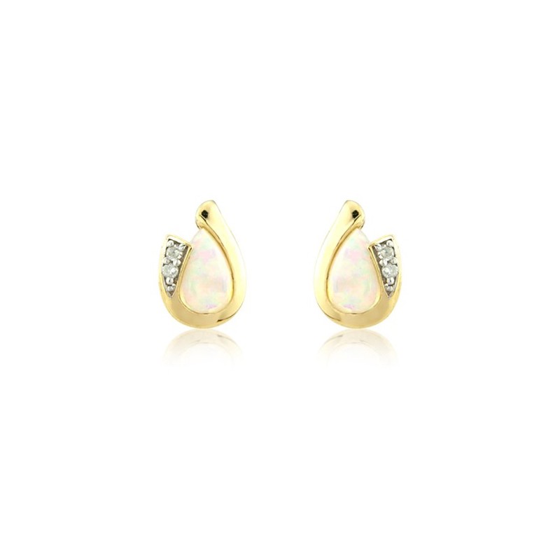 9ct Gold Opal & Diamond Stud Earrings - Macintyres of Edinburgh