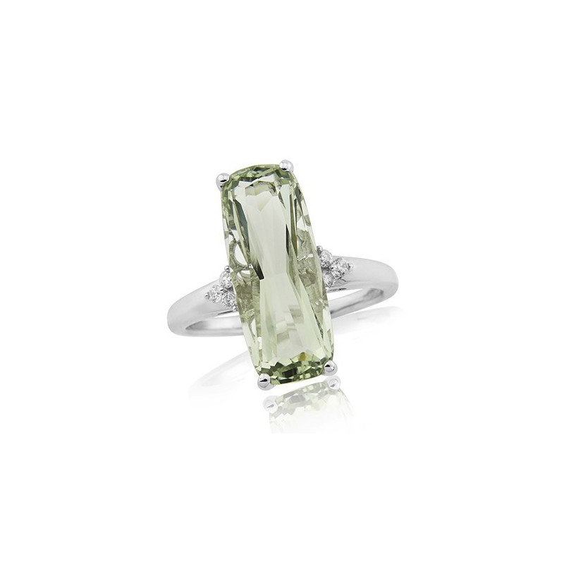 Green Amethyst & Diamond White Gold Ring - Macintyres of Edinburgh