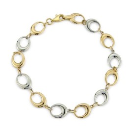 9ct Yellow and White Gold Link 7" Bracelet - Macintyres of Edinburgh