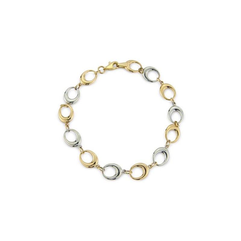 9ct Yellow and White Gold Link 7" Bracelet - Macintyres of Edinburgh