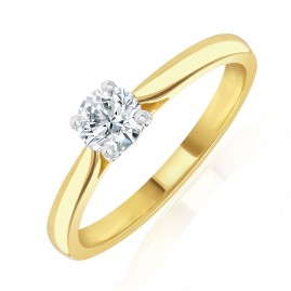 18ct Gold Round Brilliant Cut Diamond Solitaire - 0.40cts G/SI1