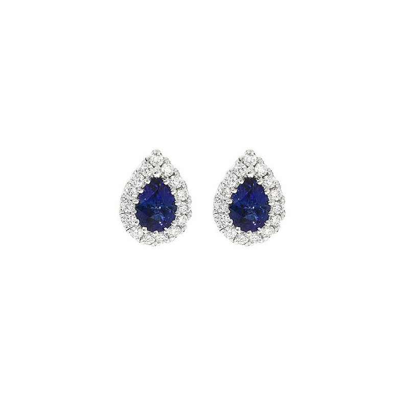 18ct White Gold Sapphire & Diamond Earrings - S 0.53  D 0.15