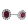 18ct White Gold Ruby & Diamond Cluster Studs - R 0.59 D 0.18