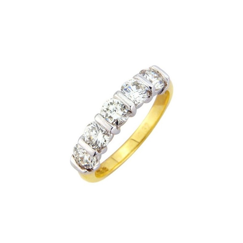 18ct Gold 5st Bar Set Eternity Ring - 0.70cts