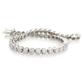 18ct White Gold Diamond Line Bracelet - 7.68cts