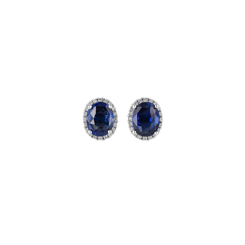 18ct White Gold Sapphire & Diamond Earrings - S 0.75 D 0.09