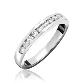 Platinum 9 Stone Channel Set Diamond Eternity Ring - 0.30cts