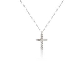 9ct White Gold Diamond Set Cross - 0.07ct