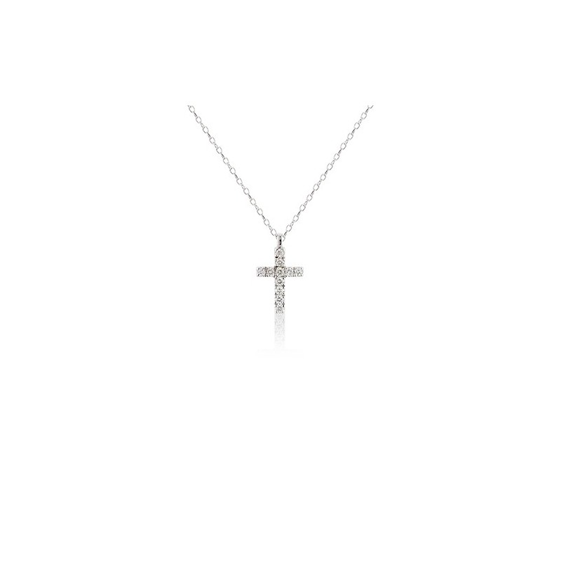 9ct White Gold Diamond Set Cross - 0.07ct