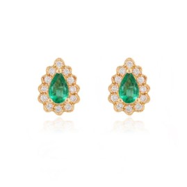 Pearshaped Emerald & Diamond Cluster Earrings - Macintyres of Edinburgh