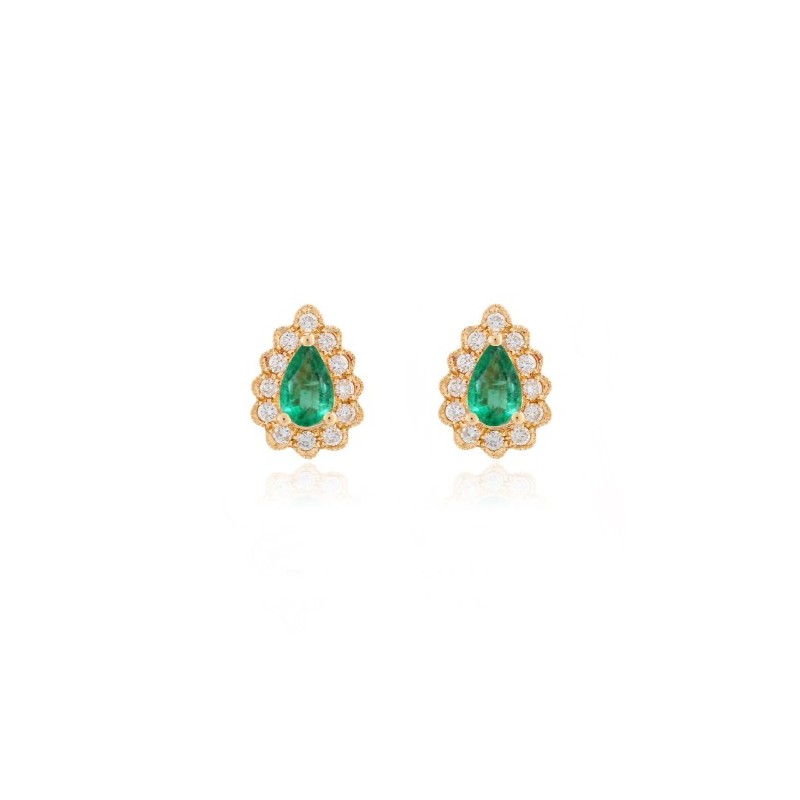 Pearshaped Emerald & Diamond Cluster Earrings - Macintyres of Edinburgh