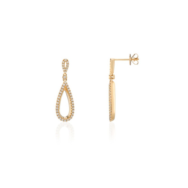 9ct Gold Diamond Drop Earrings - 0.39ct