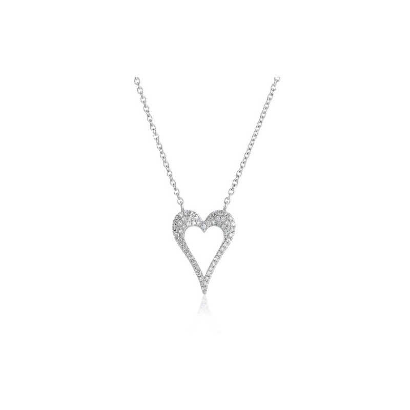 9ct White Gold Diamond Heart Necklace - Macintyres of Edinburgh