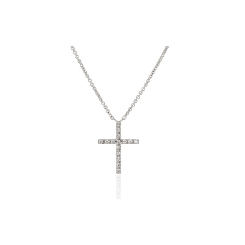 9ct White Gold Diamond-set Cross - 0.04