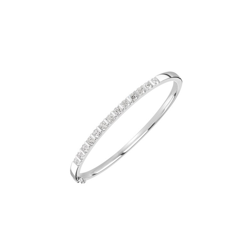 18ct White Gold Bar-set Diamond Bangle - 2.05cts