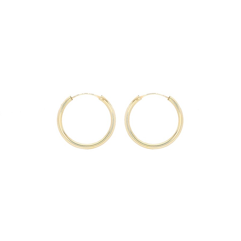 9ct Yellow Gold 20mm Tube Hoop Earrings