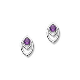 Ortak Sterling Silver Amethyst Earrings CE392 - [Save 25% off RRP]