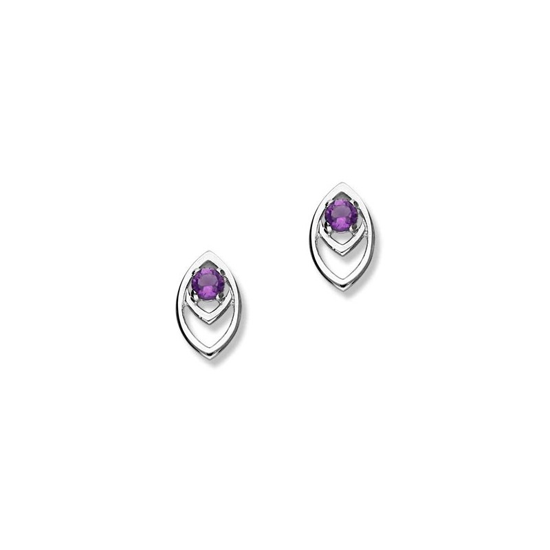 Ortak Sterling Silver Amethyst Earrings CE392 - [Save 25% off RRP]