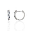 9ct White Gold Sapphire & Diamond Huggy Hoop Earrings - D 0.22