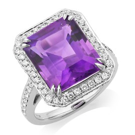 Diamond & Amethyst Cocktail Ring White Gold - Macintyres of Edinburgh