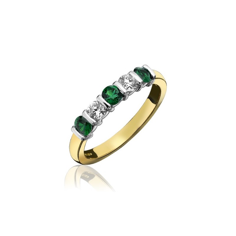 18ct Gold Diamond & Emerald Eternity Ring - Save 40% off High Street Price