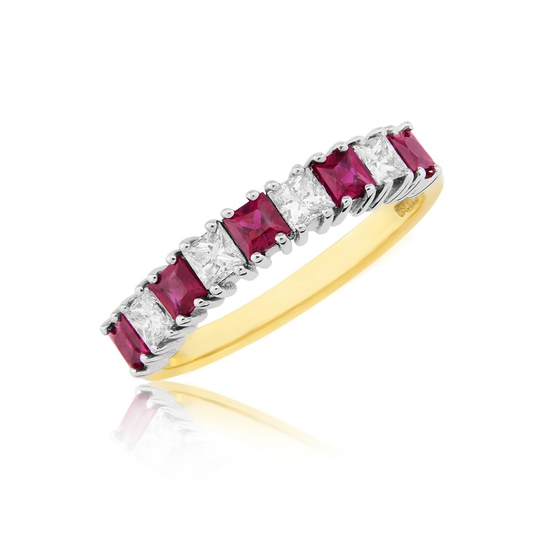 18ct Gold Ruby & Diamond Eternity Ring - R 0.57 D 0.38ct