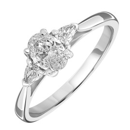 Platinum Oval & Pear-shaped Diamond Ring - 0.41 + 0.17 F/VS1