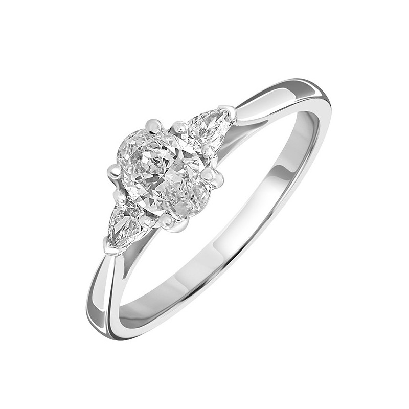 Platinum Oval & Pear-shaped Diamond Ring - 0.41 + 0.17 F/VS1