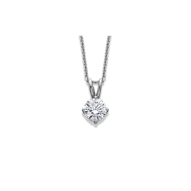 18ct White Gold Diamond Solitaire Pendant - 0.50cts H/SI1