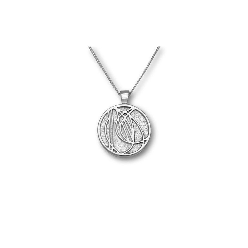 Ortak Silver Charles Rennie Mackintosh Solid Rose Pendant - P592