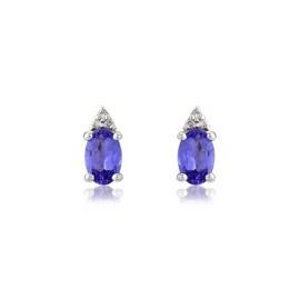 Oval Tanzanite & Diamond Stud Earrings - Macintyres of Edinburgh