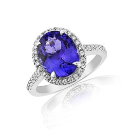 18ct White Gold Tanzanite & Diamond Dress Ring - T 2.37 D:0.51