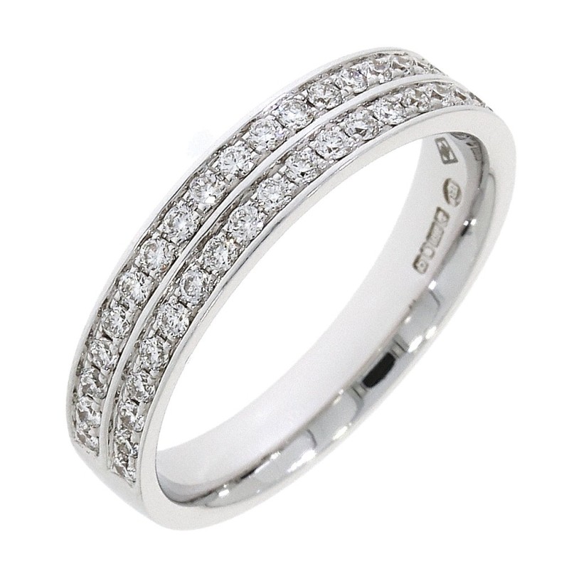 Platinum Two-row Diamond Band - 0.36ct