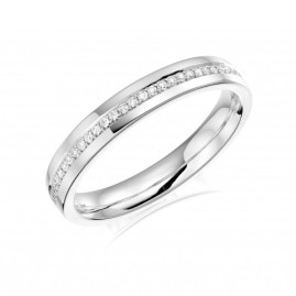 Platinum Hand Chased Diamond Band - 0.12ct