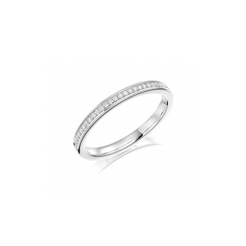 Platinum Hand Chased Diamond Band - 0.25cts