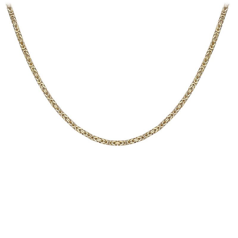 9ct Gold Mini Square Byzantine 18 Inch Chain