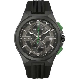 [30% OFF RRP] Bulova Maquina Black Silicone Strap Watch 98B381 