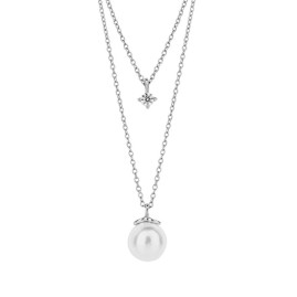 Diamonfire Double Chain Pearl & CZ Necklace - N4496