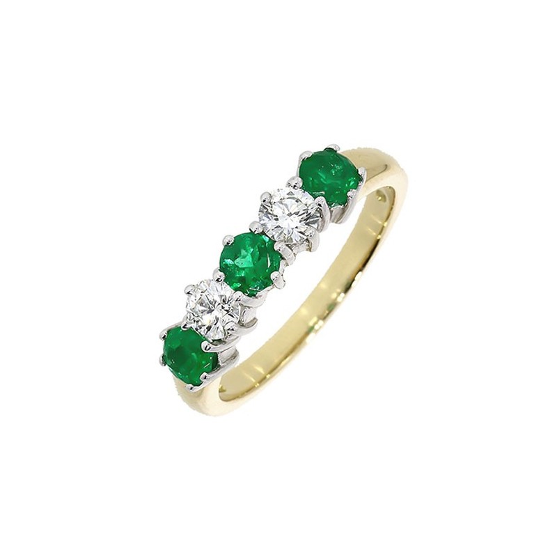 18ct Gold Diamond & Emerald Eternity Ring - E:0.58 D:0.40