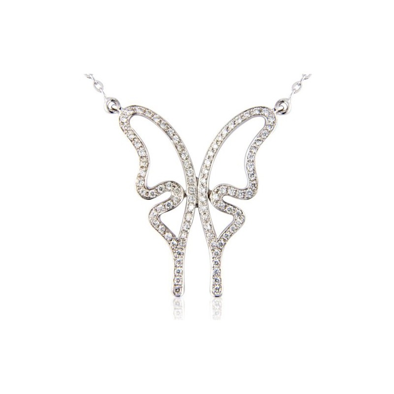 18ct White Gold Diamond Set Butterfly Necklet - 0.28cts