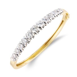 18ct Gold Graduated Diamond Bangle - D:4.08cts