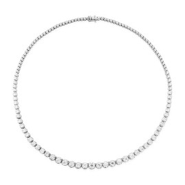 18ct White Gold Graduated Diamond Line Necklace - 10.80cts