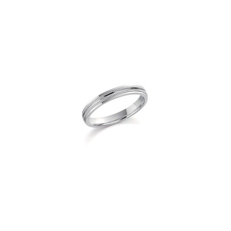 18ct White Gold 3mm Wedding Band  Sizes I - O