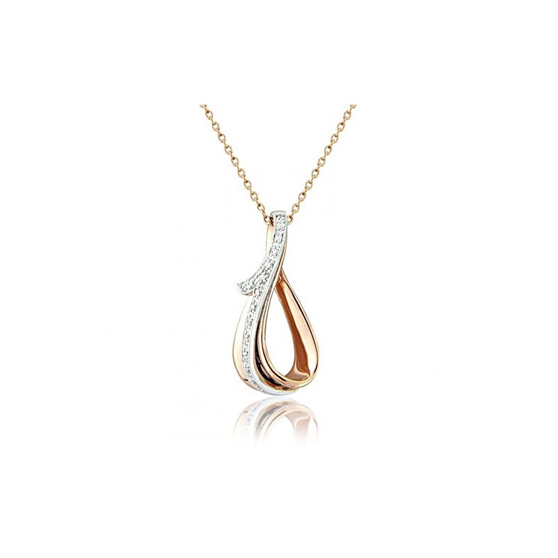 9ct Rose & White Gold Diamond Pendant