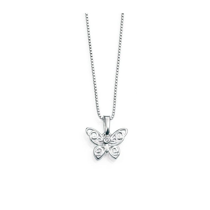 D for Diamond Filigree Butterfly Pendant - P3567